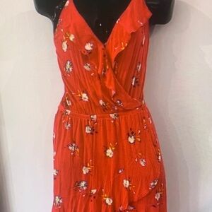 Express Red Floral Midi Dress